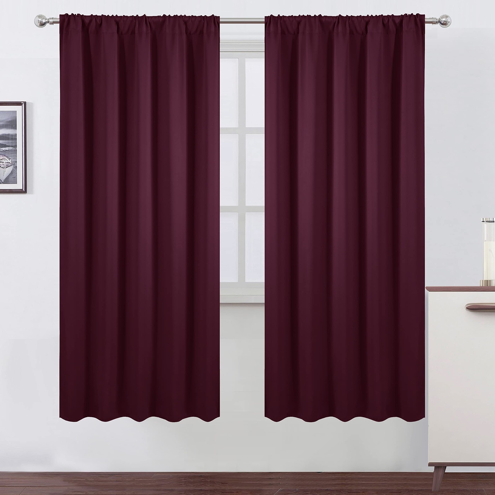 LEMOMO Blackout Curtains 52 x 72 inch/Burgundy Red Curtains Set of 2 Panels/Ther
