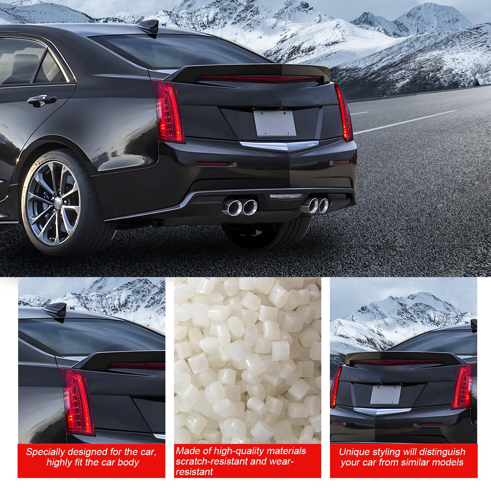 Black ABS Rear Spoiler Wing Accessories for 13 14 15 16 17 18 for Cadillac ATS