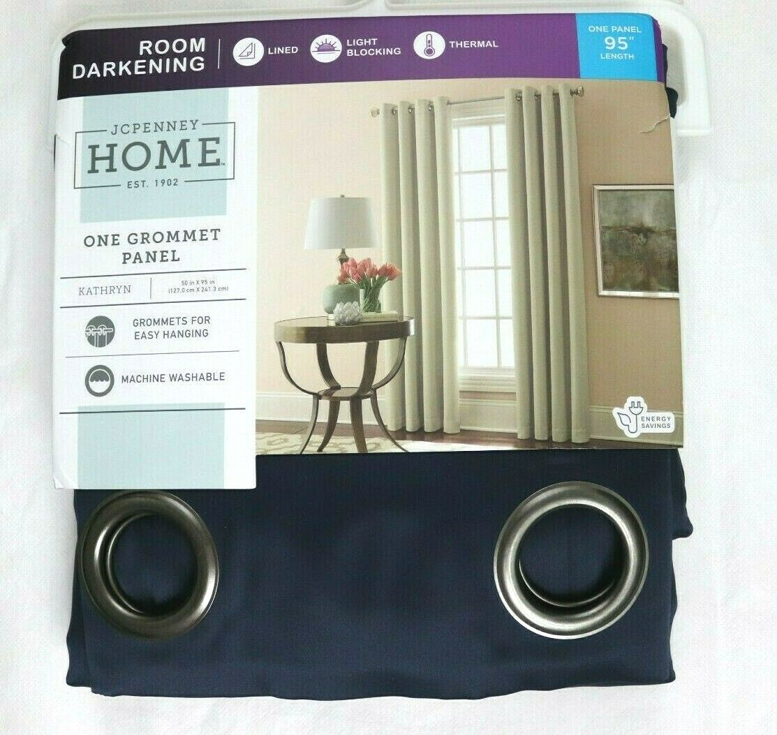 New Liz Claiborne 50x 95 JCP Kathryn Mood Indigo Navy Blue Grommet Curtain Panel