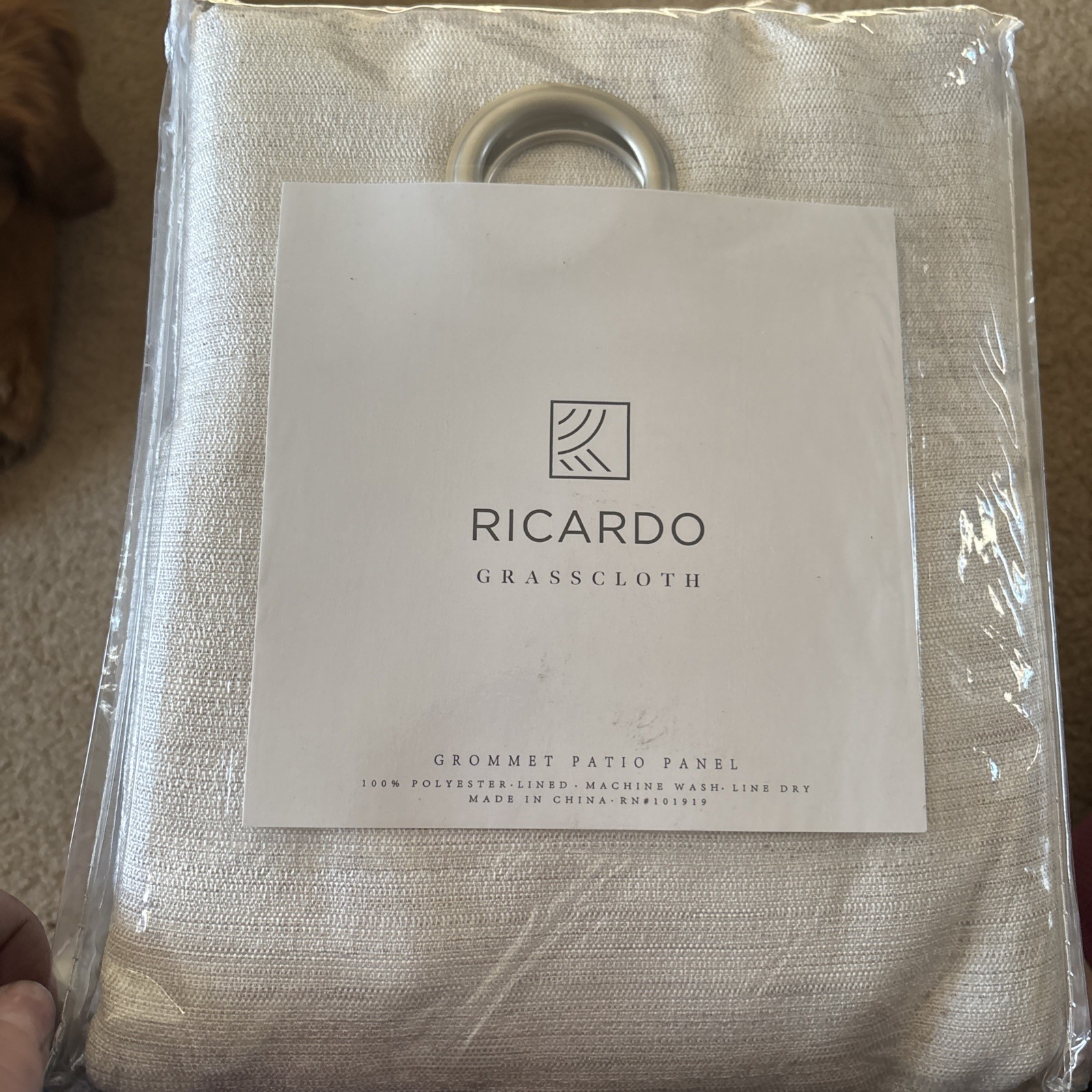 Ricardo Grasscloth Lined Grommet Patio Panel Patchment