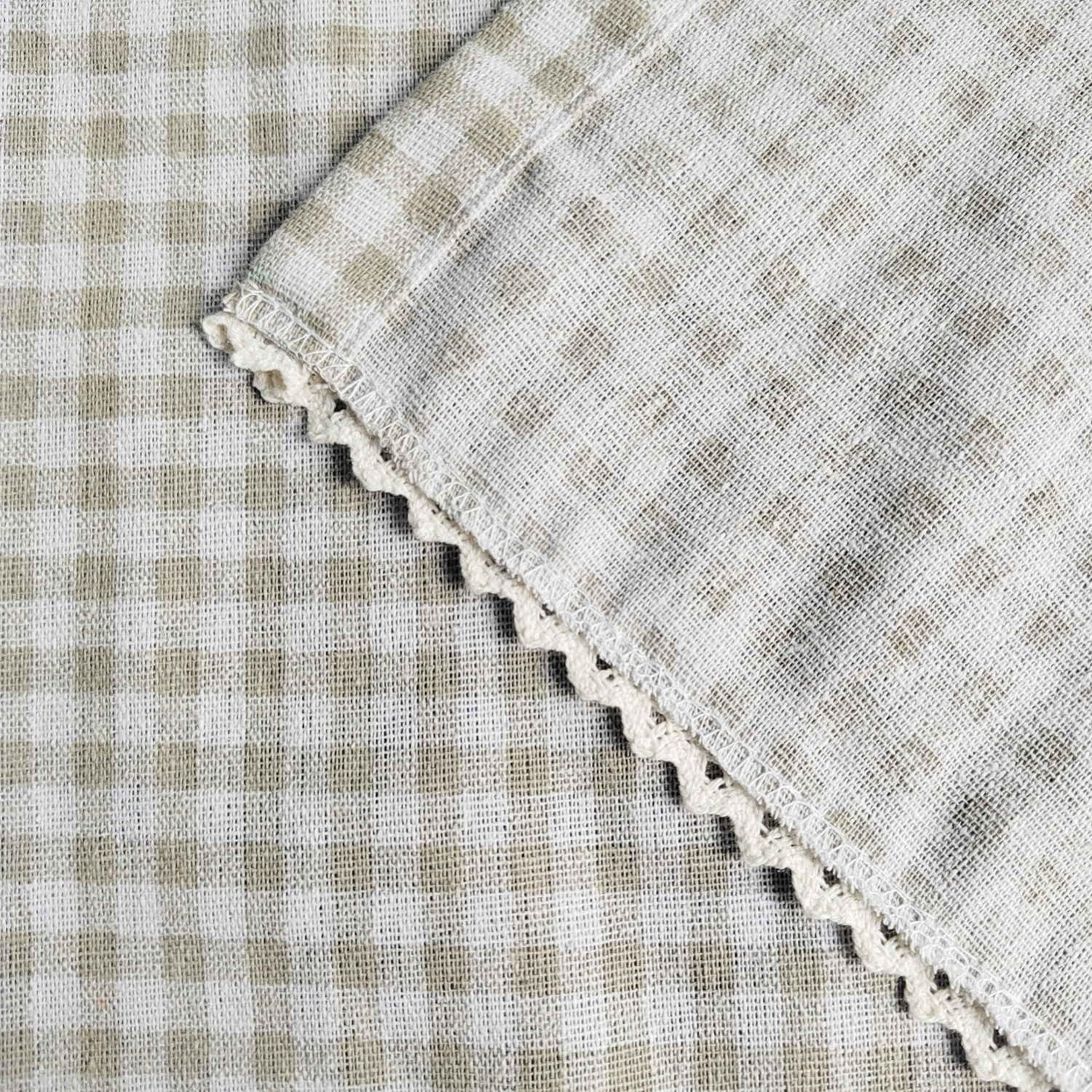 Vintage Buffalo Plaid Valance Stitching Crochet Kitchen Short Curtain Tier Li…