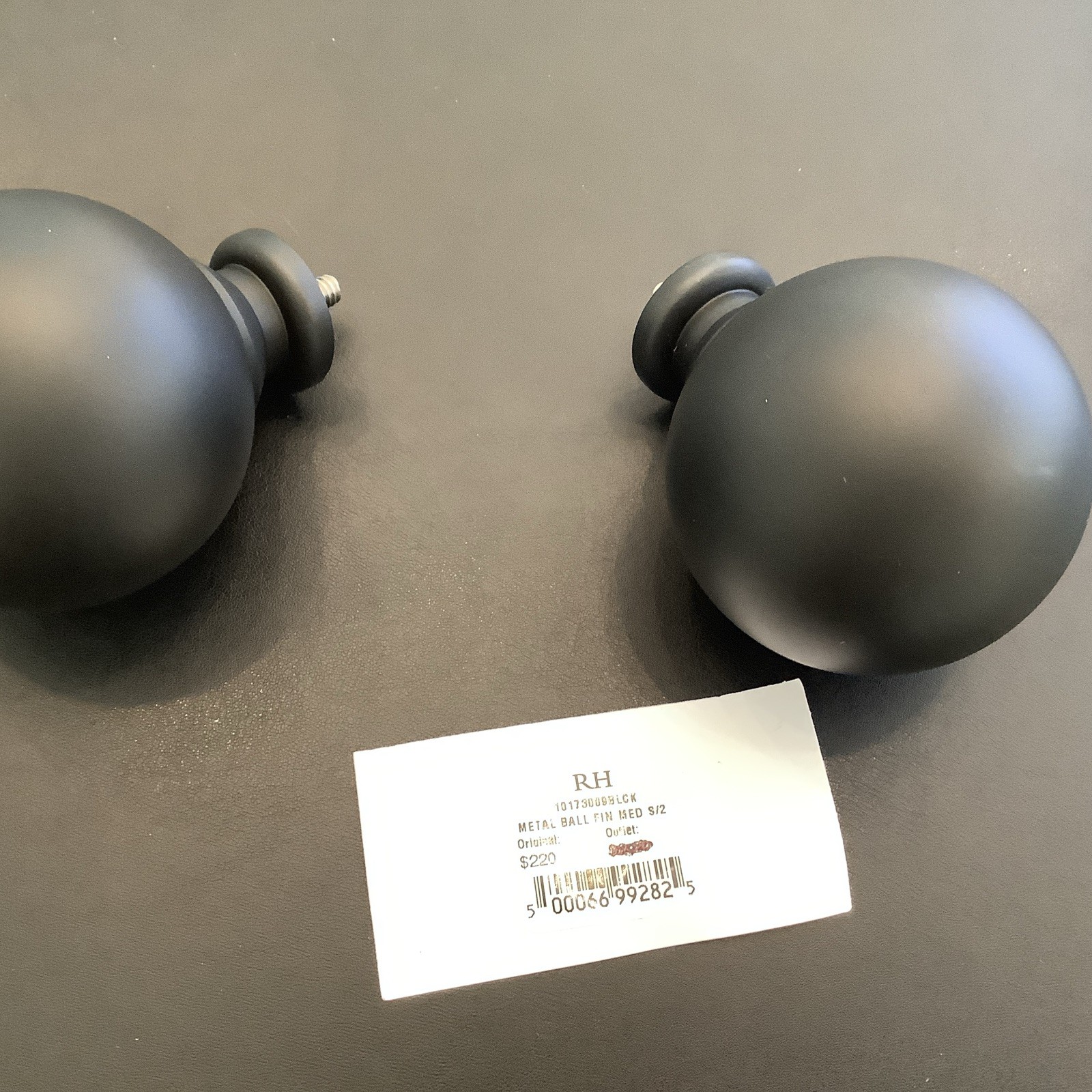 Restoration Hardware Easton Solid Brass Ball Finials (Set of 2) Medium Black
