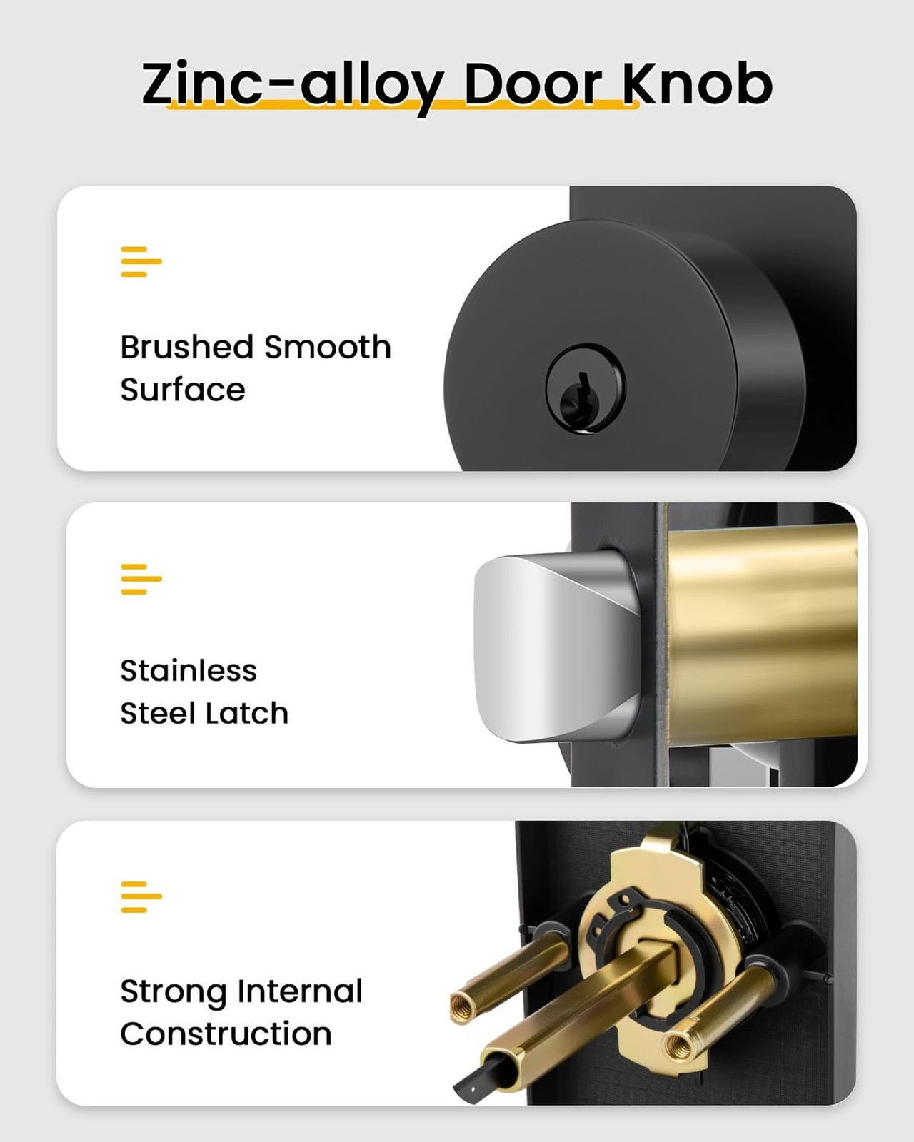 Goldenwarm Black Exterior Door Lock Set, Square Contemporary Keyed-Alike Matt…
