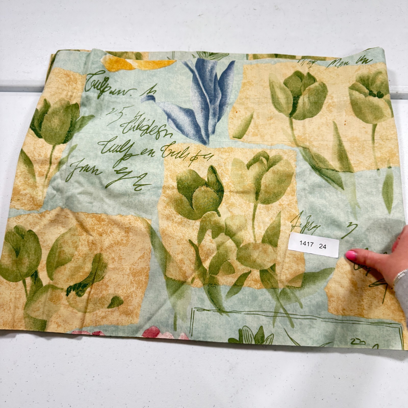 vintage croscill valance curtain green floral plants blend 17×87 usa y2k 90s
