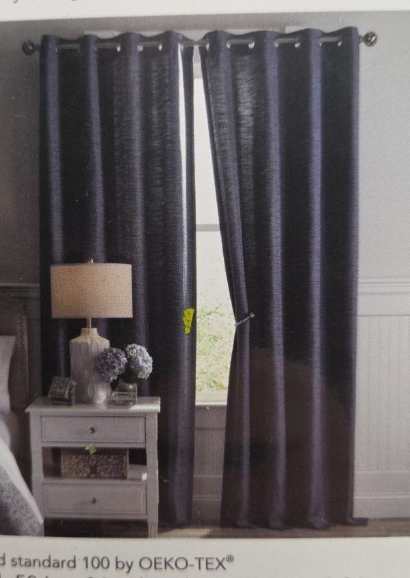 Allen + Roth 84″ Thermal Lined Room Darkening Curtain~Grommet Top~Indigo Blue