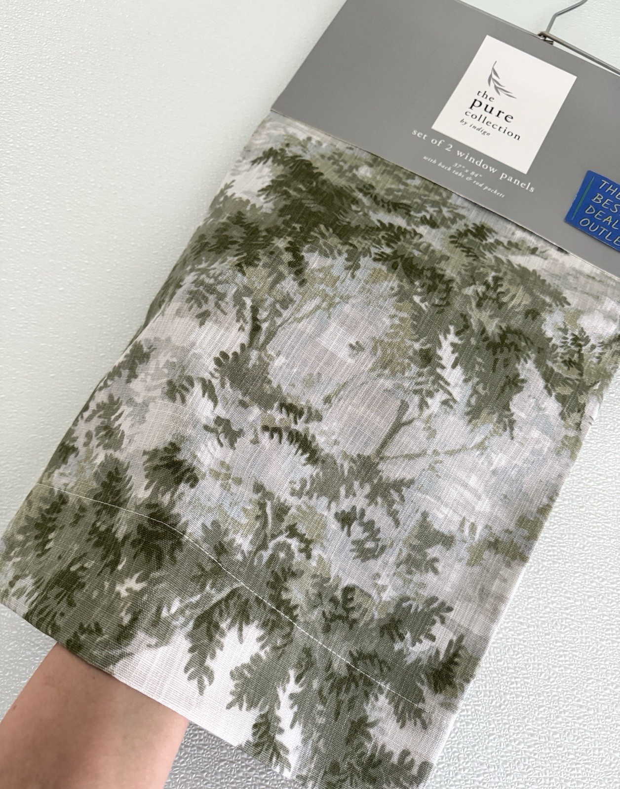 The Pure Collection Indigo Window Curtains 2 Panels 37 x 84 Olive Green Back Tab