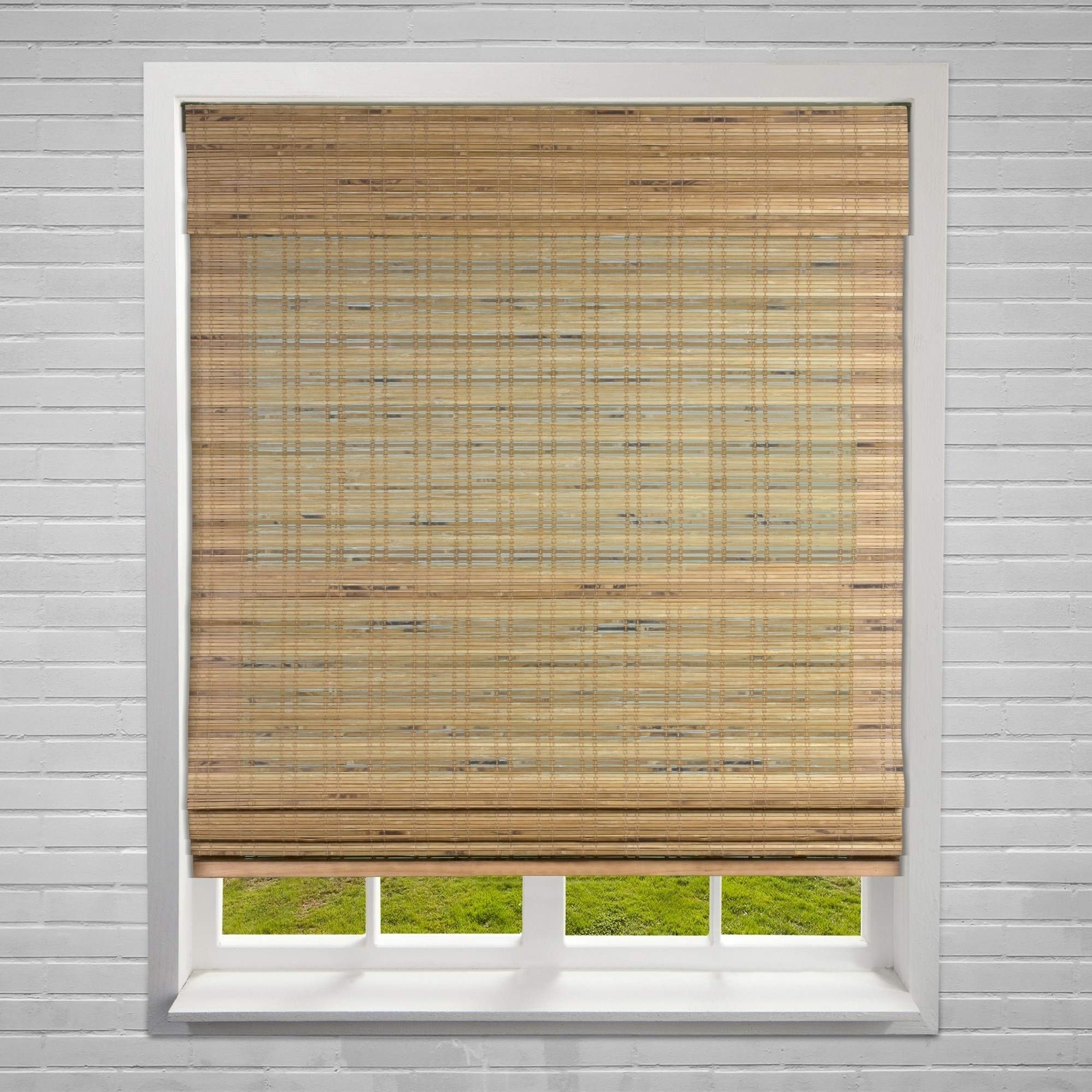 33.5 X 60 Bamboo Blinds Natural Wood Window Shade Cordless Lift Roman Shades