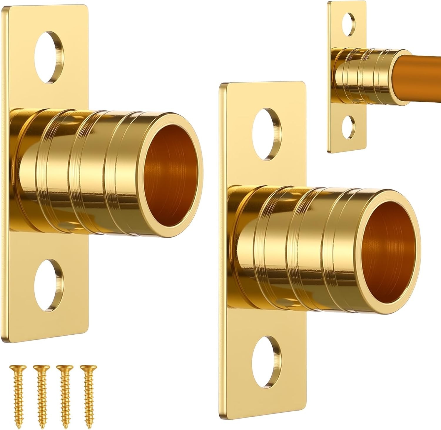 Inside Mount Curtain Rod Bracket Set, 2 Pc, 3/8″, Brass, with Screws