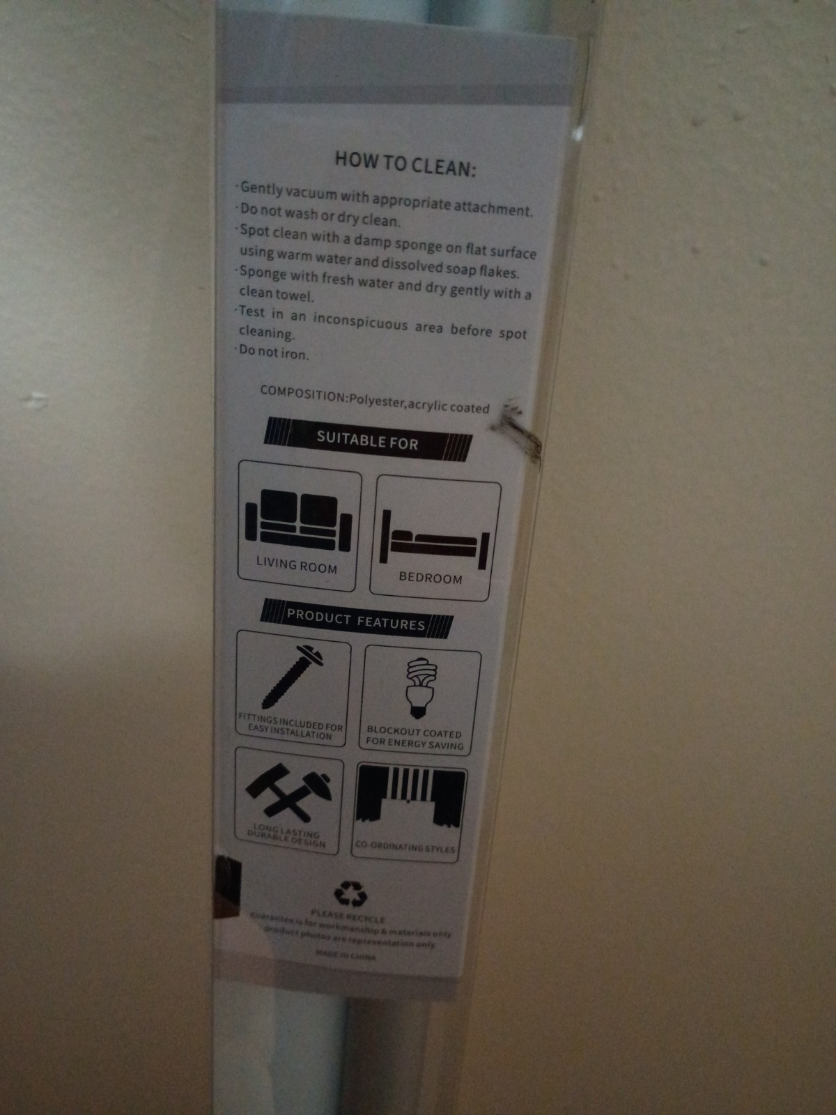 CHRISDOWA Blackout Cordless Roller Shade Blind White 47 x 72 in