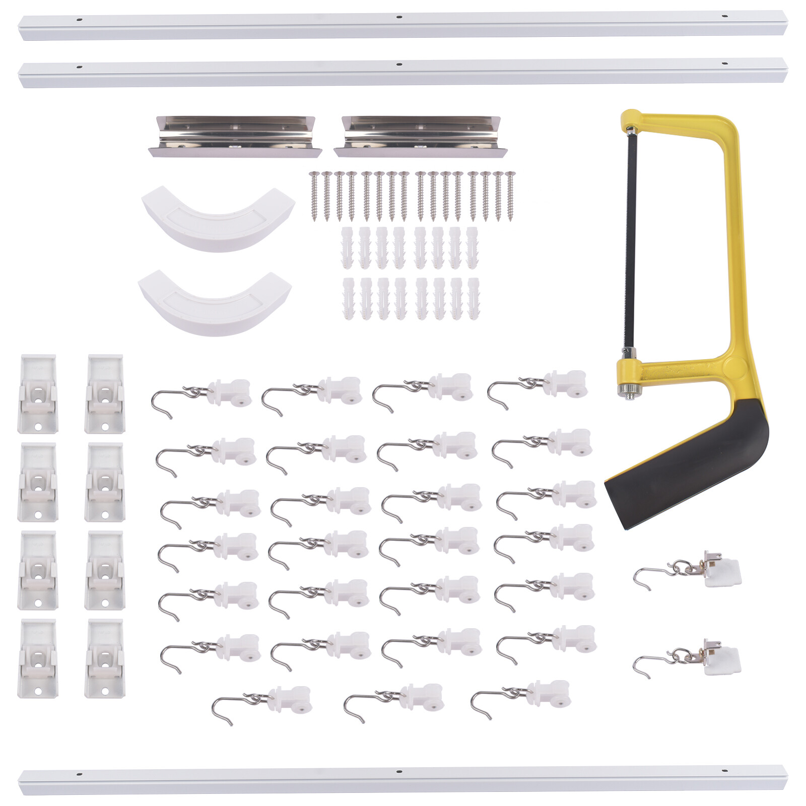 White Room Divider Ceiling Track Set with hooks for Curtains 6-9/9-12/12-18 ft