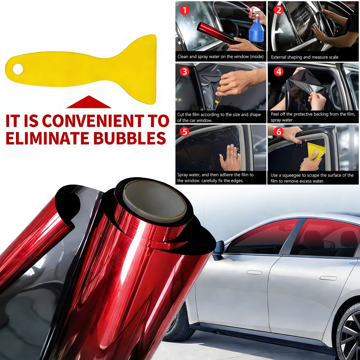 Car Window Tint Film 2-Color Gradients Film Windshield Sun Shade Heat & UV Block