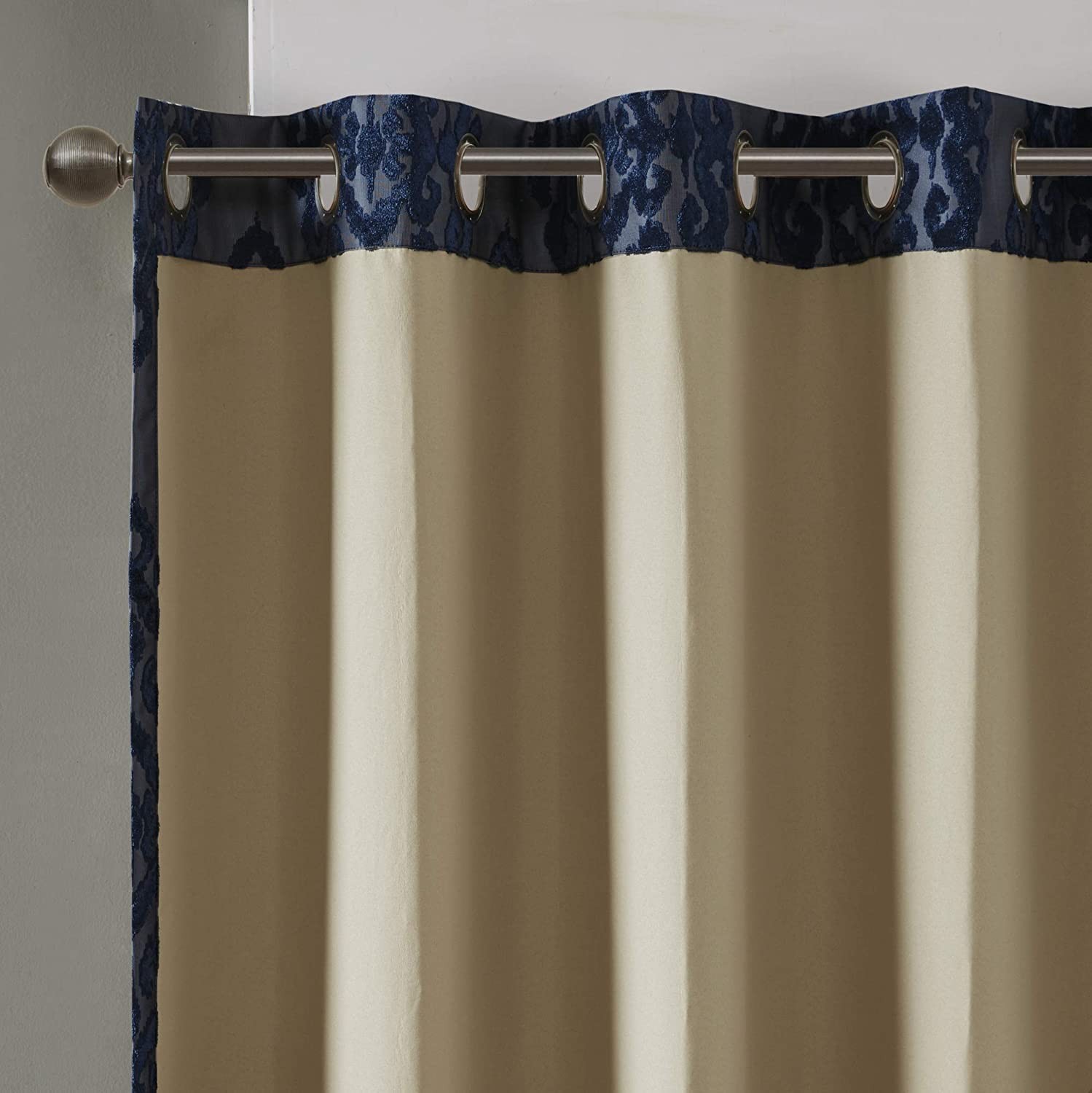 Mirage 100% Total Blackout Single Window Curtain, Knitted Jacquard Damask Room D