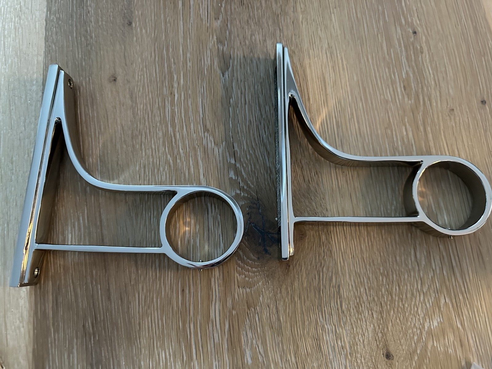 ❤️ NIB Pair (2) Williams Sonoma Home Curtain Rod Hardware Brackets Nickel WOW!