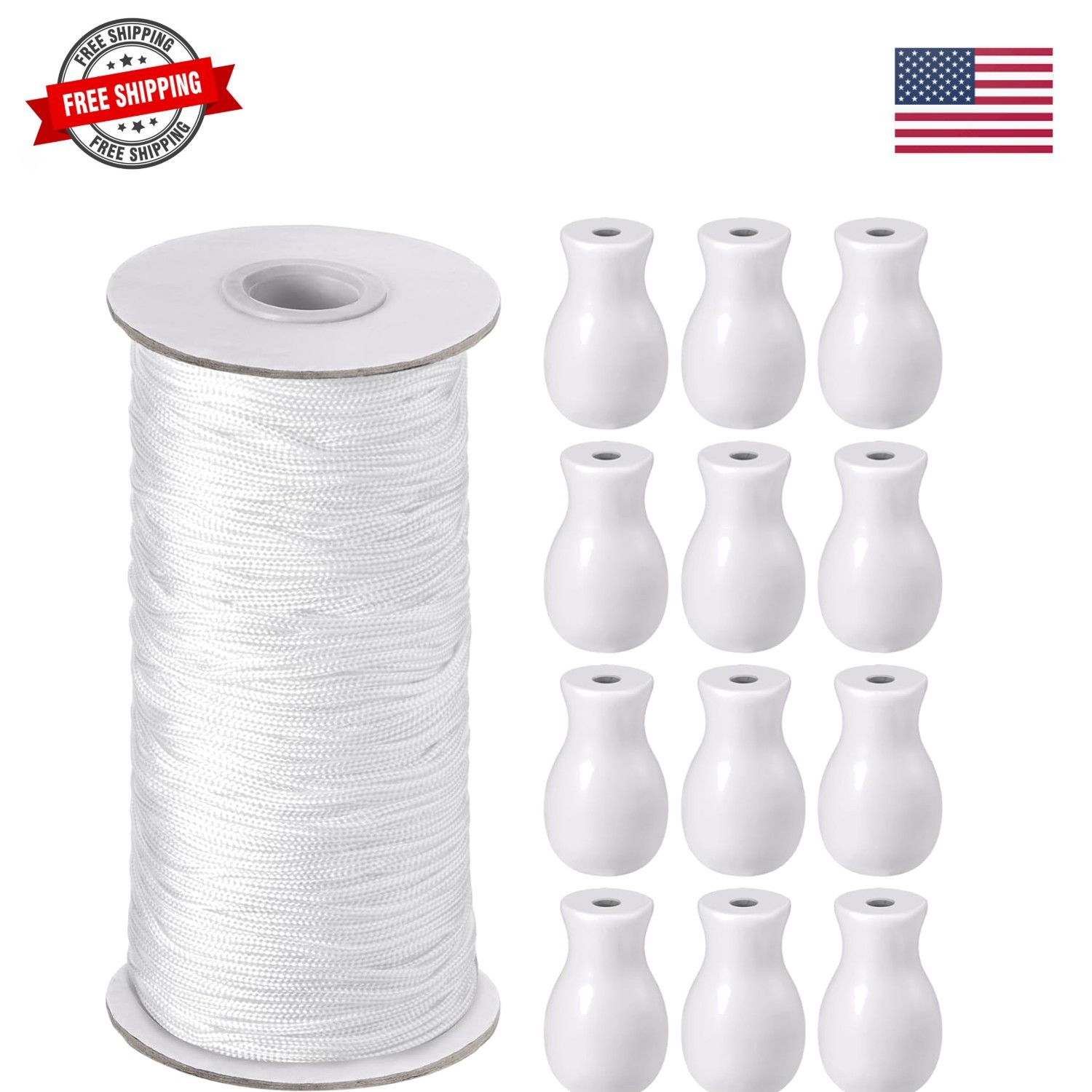 110 Yards Blind Cord 1.8 mm Braided Lift Shade Curtain String and 12 Pieces W…