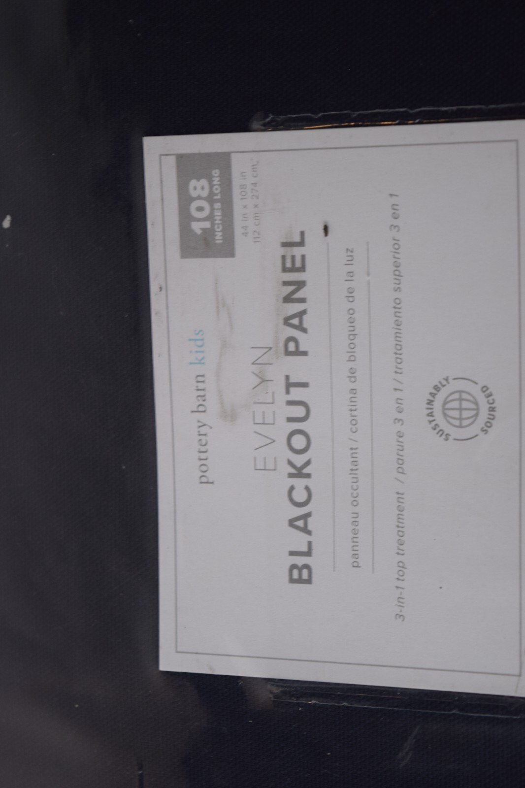 Pottery Barn Evelyn Blackout Curtain 44×108 3-in-1 Pole Top navy