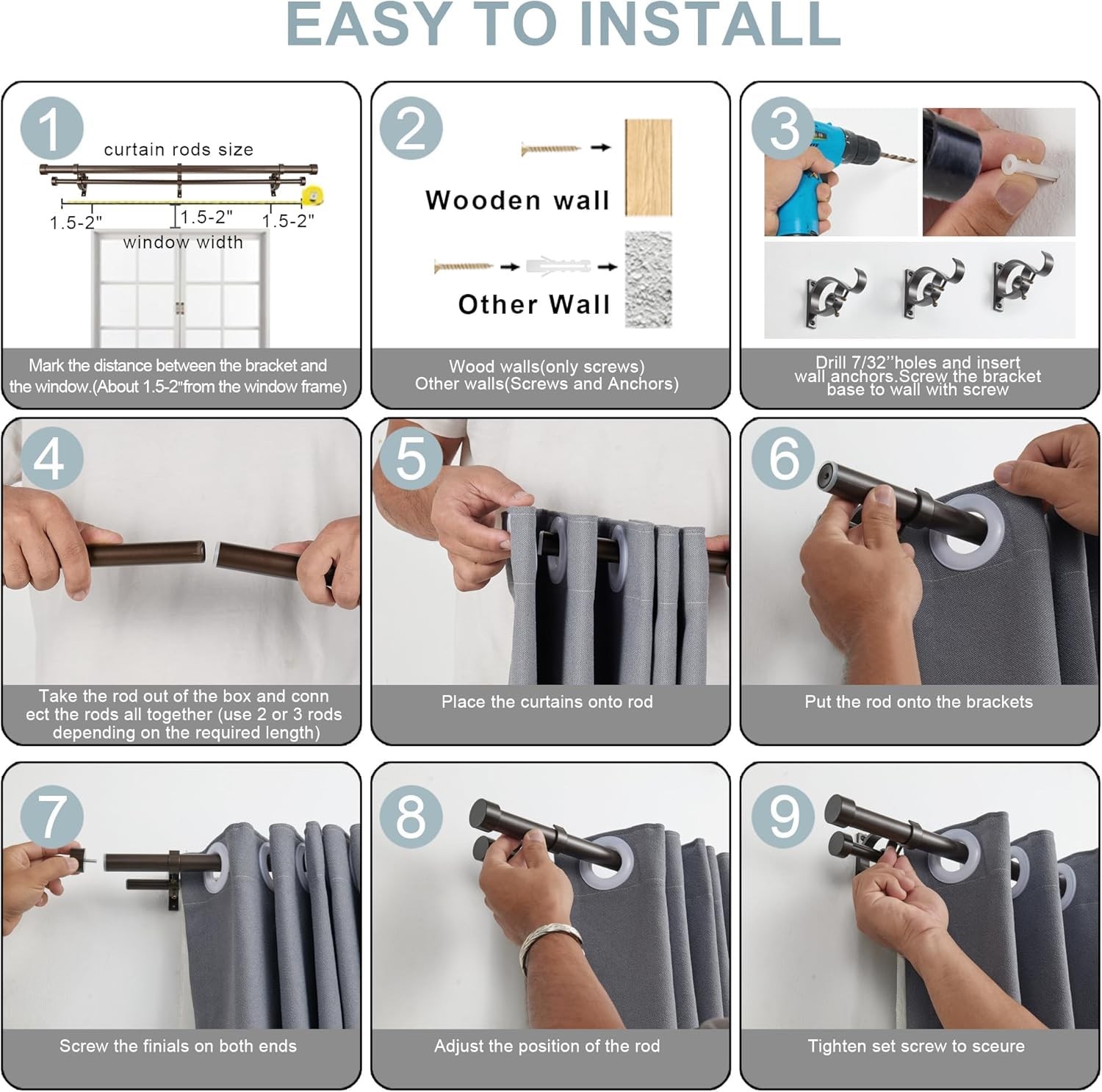 Lwiiom Double Blackout Curtain Rods 140 To 164 Inches 11.5-13.5 Feet1-Inches
