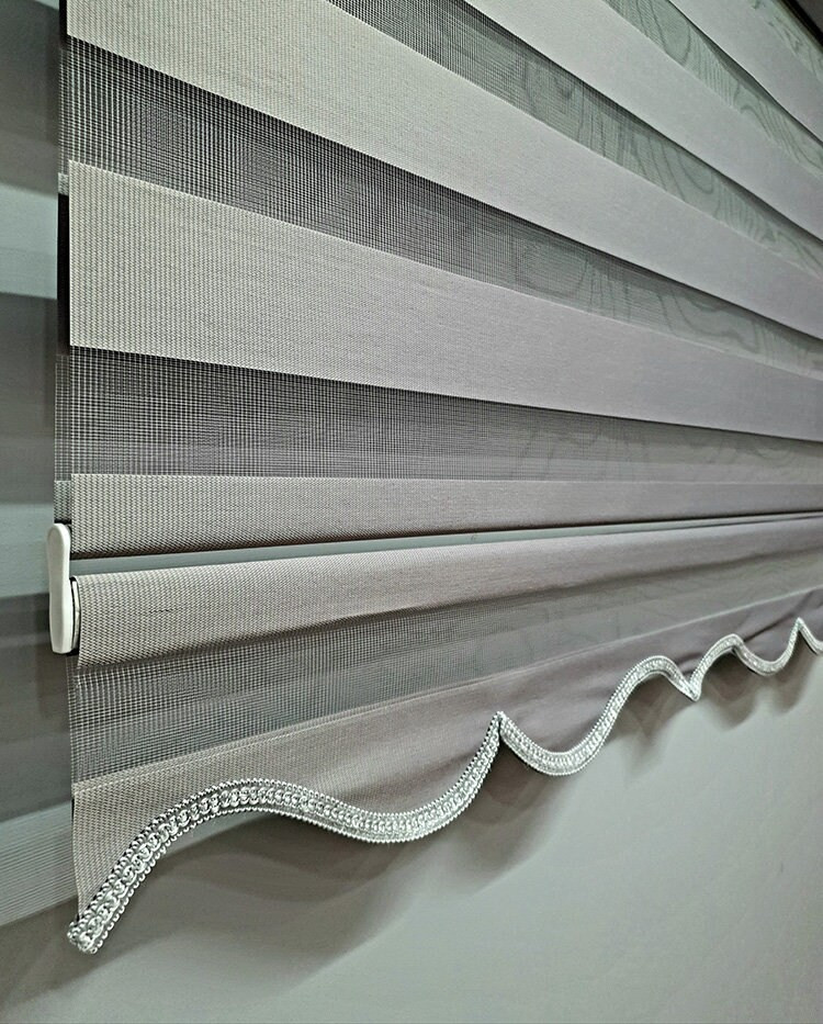Straight Gray Color Fabric Zebra Roller Blinds Curtain For All Room, Light