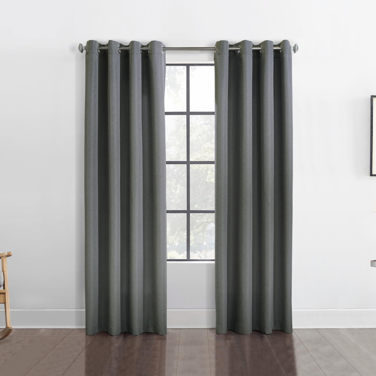 Maria Light Filtering Grommet Curtain Panel 52 x 63 in Charcoal