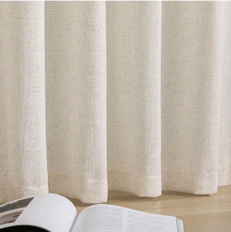 VOILYBIRD Palma Natural Linen Textured Semi Sheer Curtains for Living Room 52×96