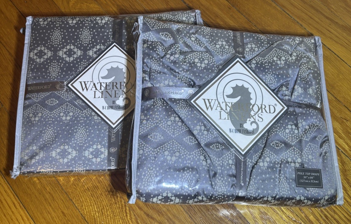 Set of 2 Waterford Linens Alana 50″ by 84″ Pole Top Draper Panels & Tiebacks NEW