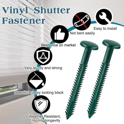 60Pcs 3 Inch Vinyl Shutter Fasteners, Window Shutter Panel Pegs Shutter Screws L
