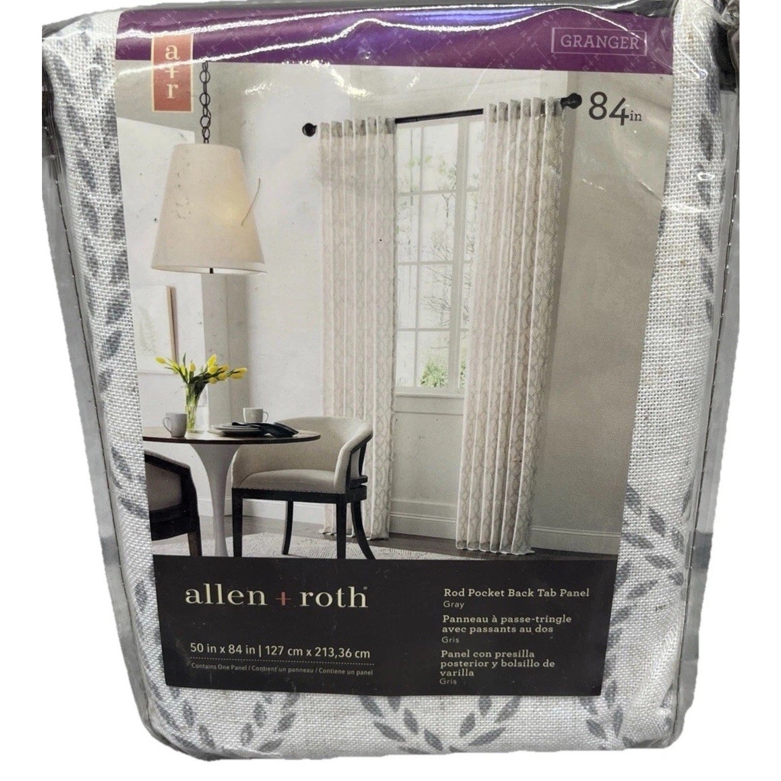 Allen + Roth 50” X 84” Single Curtain Gray Design Rod Pocket Back Tab Panel {20}