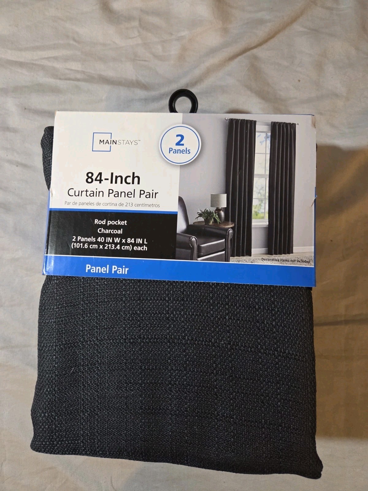 NEW MAINSTAY SOUTHPORT LIGHT FILTERING ROD POCKET CURTAIN PANELPAIR40X84 CHARCOA