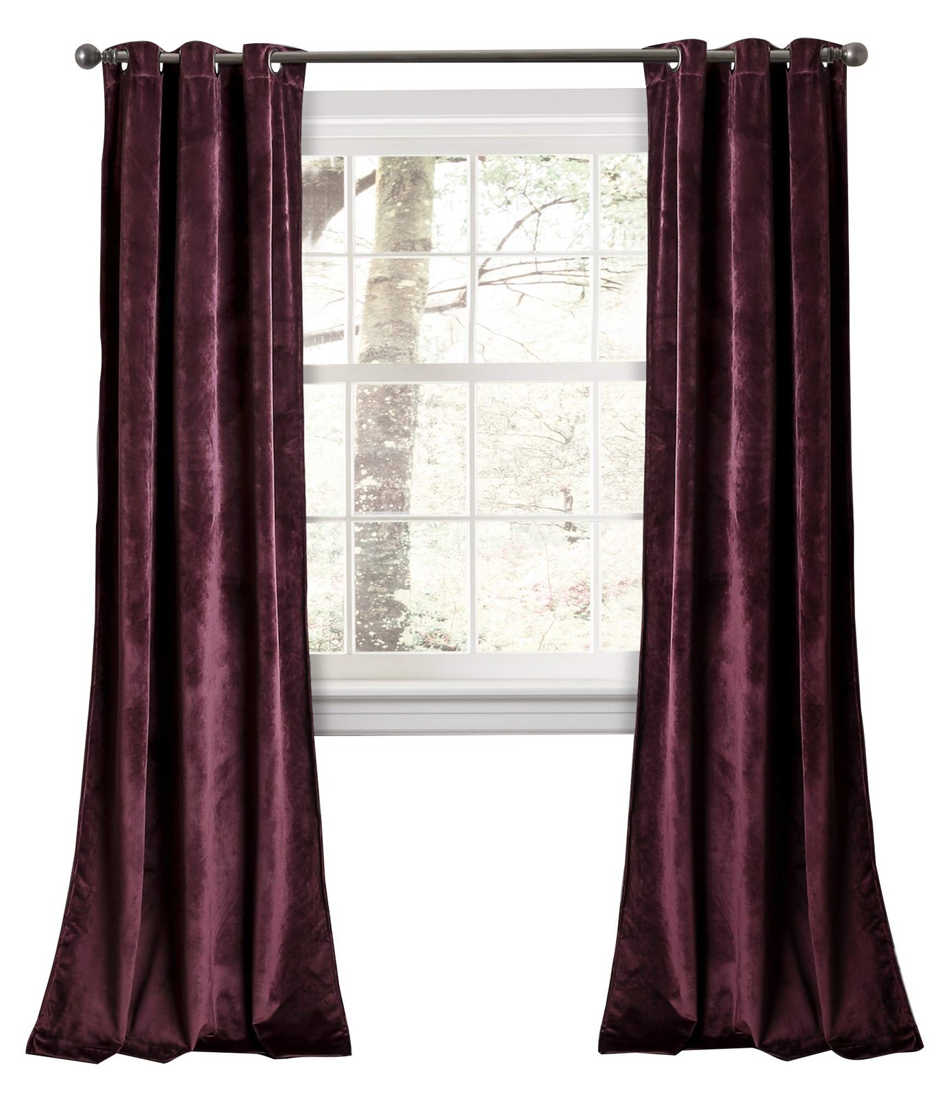 Lush Decor Prima Velvet Curtains,Filtering Window Panel Set, 38″ W x 84″ L, Plum