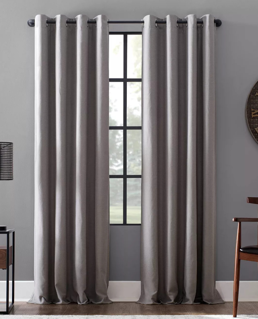 Archaeo Linen Blend Blackout Grommet Top Curtain 1-Panel 63″x52″ Gray NEW (12E)