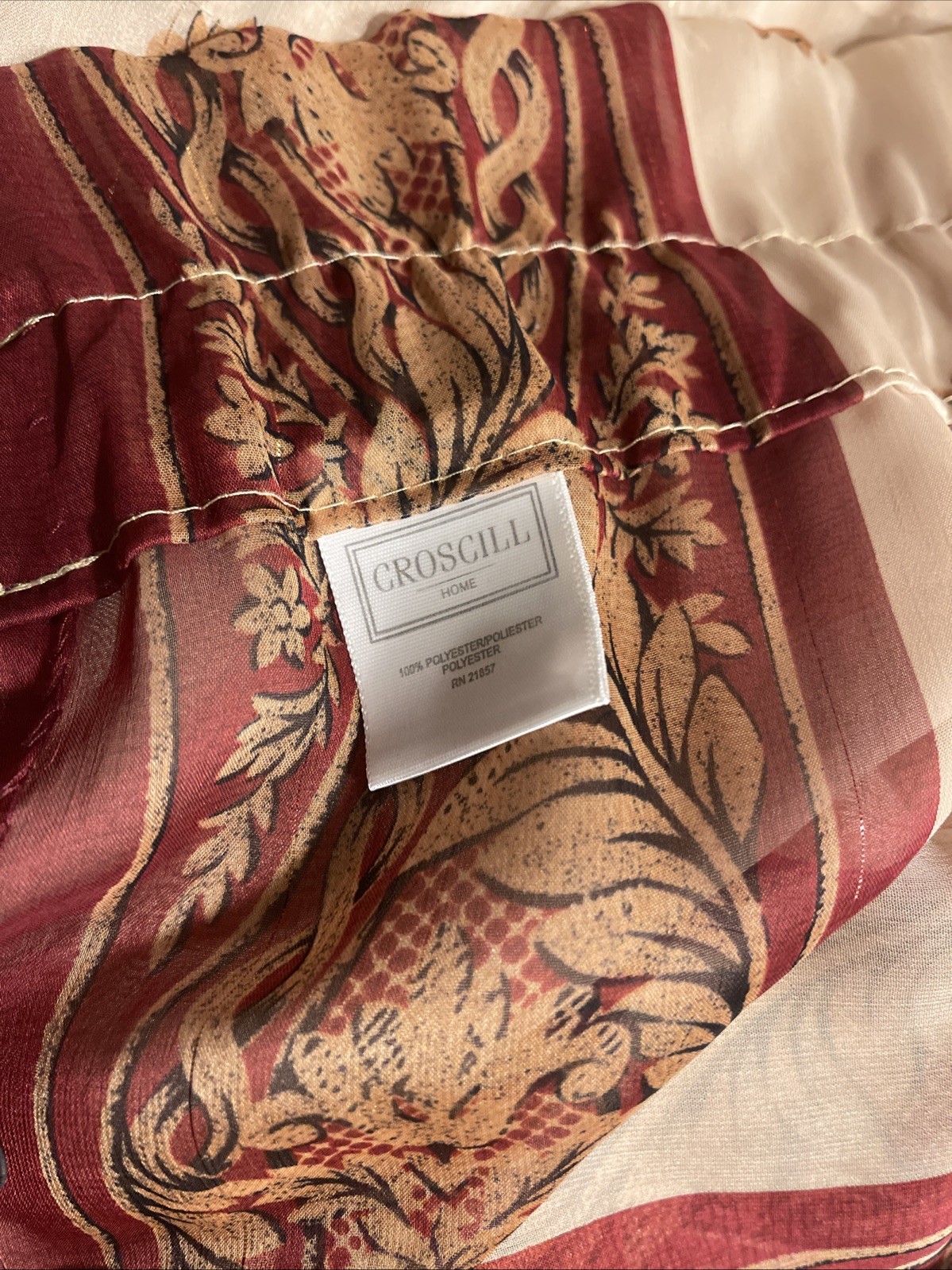 2 pc Set CROSCILL CLASSICS EMPRESS IMPERIAL RED GOLD SHEER PANELS CURTAINS 42X84