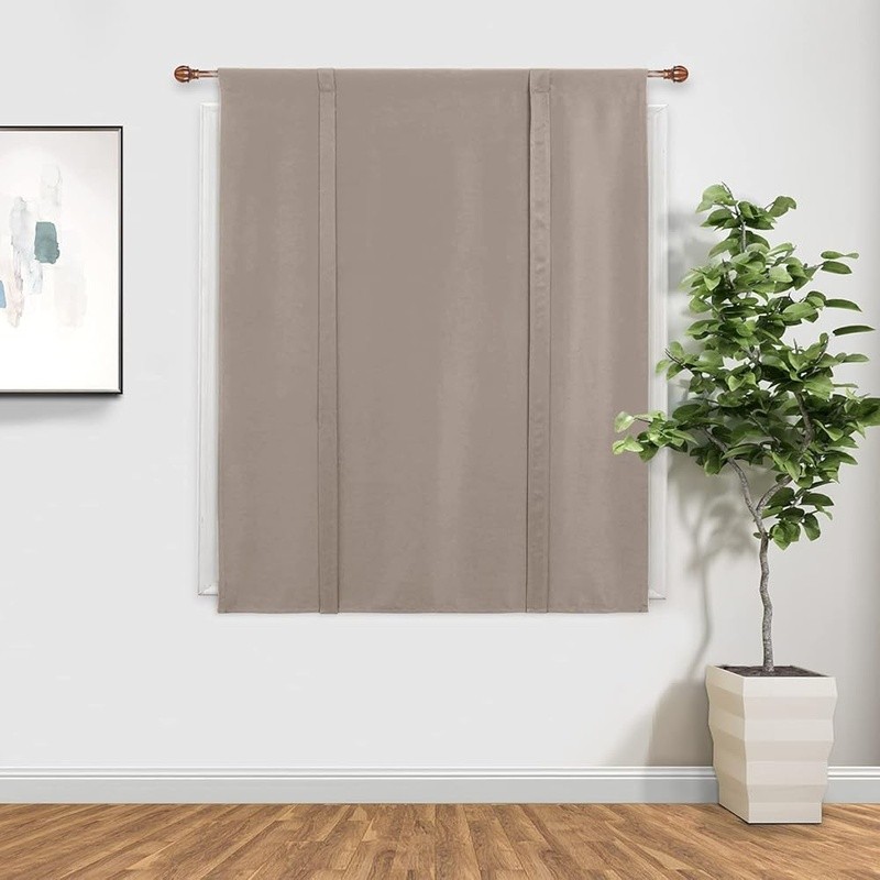 Adjustable Blackout Tie Up Curtains Soft Polyester Drapes Home Window Treatment