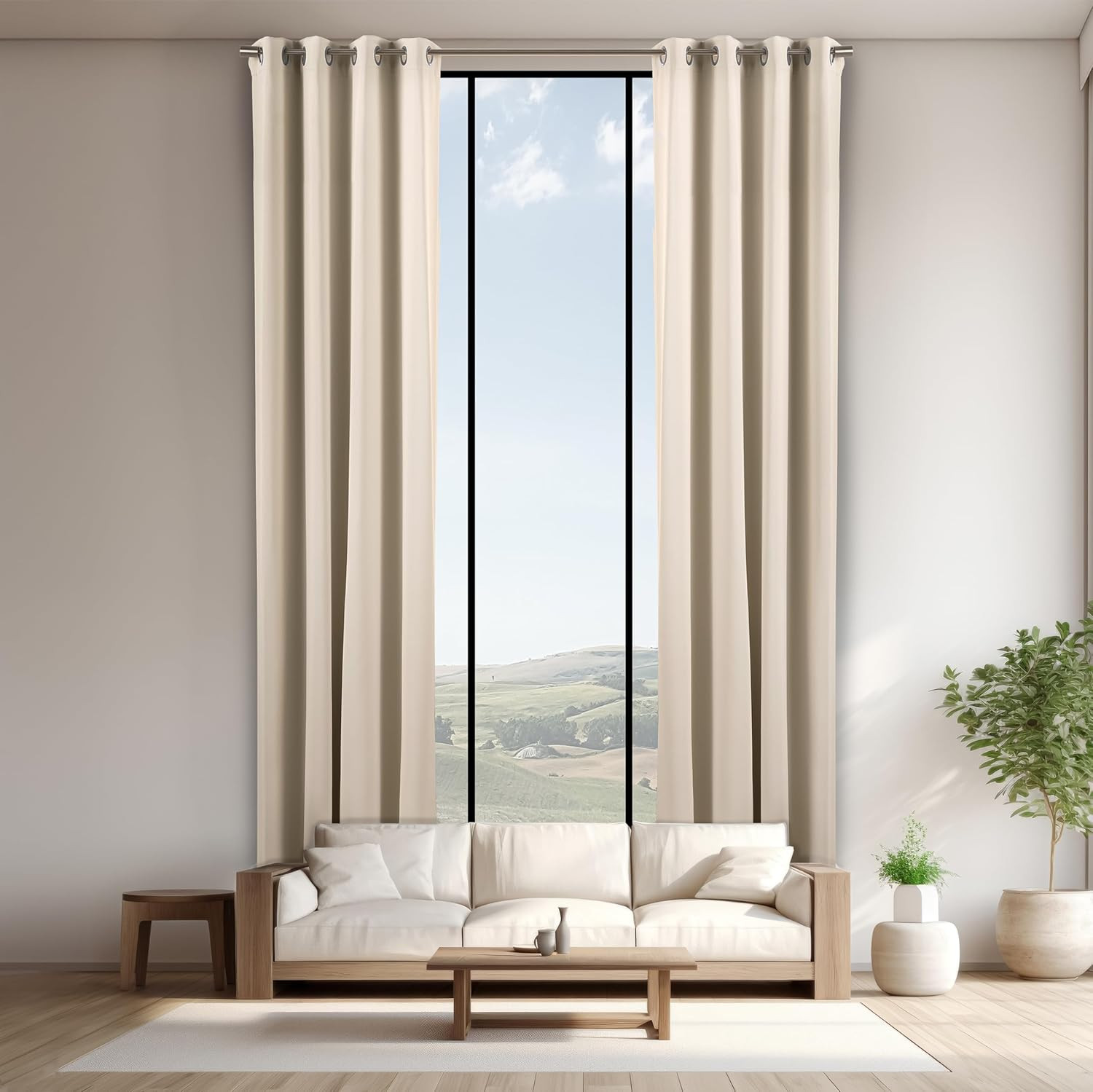 18FT Blackout Curtain with Antique Bronze Grommets, Biscuit, 1 Panel