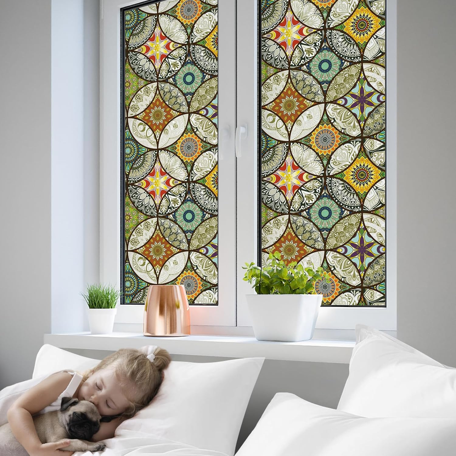DKTIE Static Cling Decorative Window Film with Installation Tools Non Adhesive