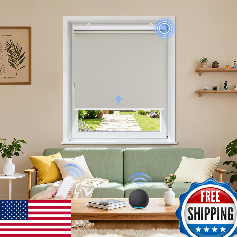 Grandekor Motorized Blinds Remote Control Blackout Roller Shade Electric Shades