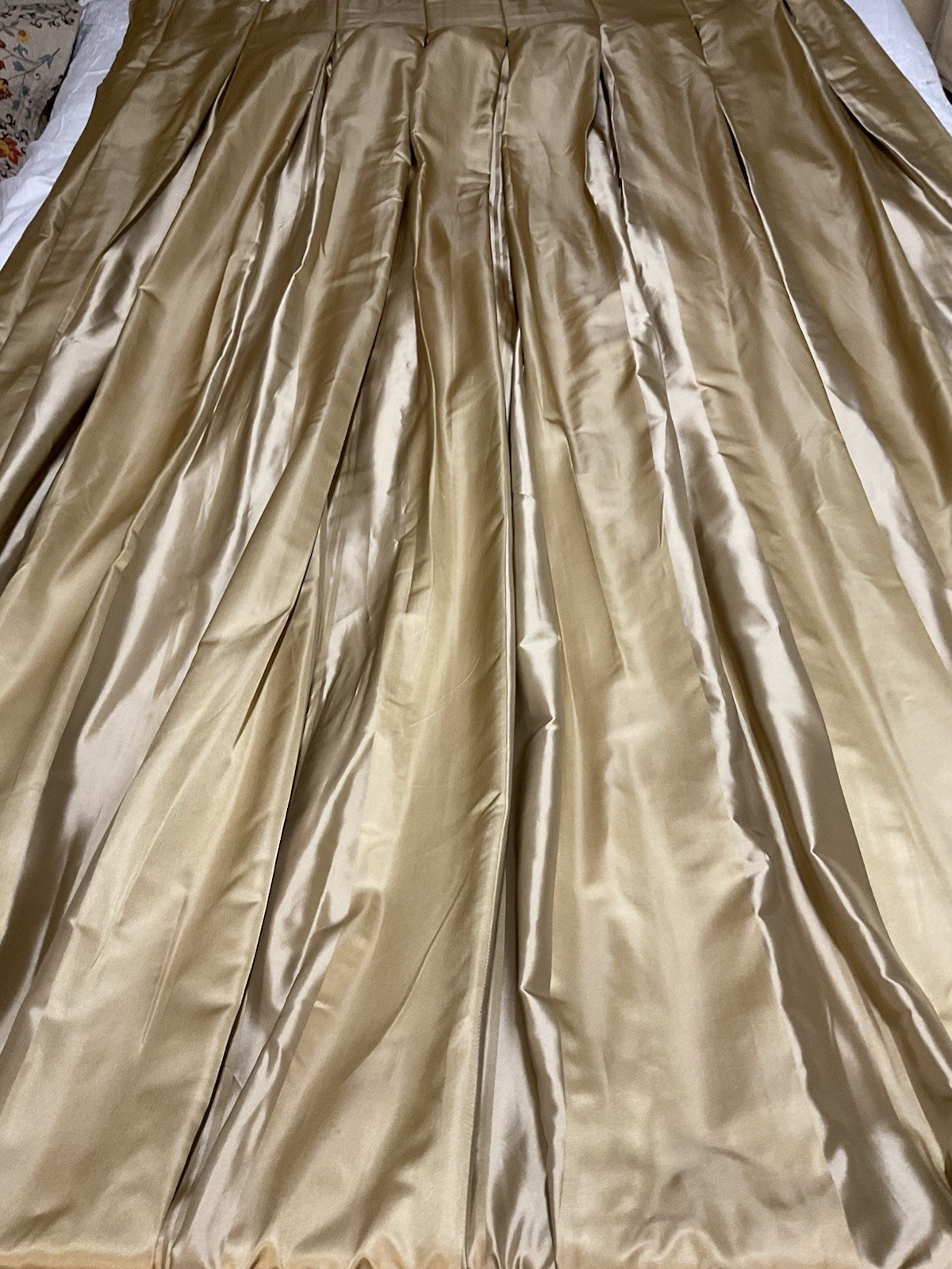 Restoration Hardware Thia Silk CurtainsPleated Interlined Thermal/ Gold/Tan