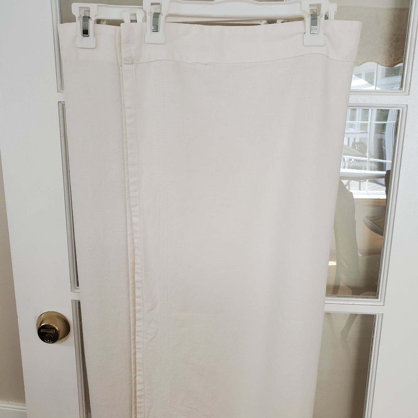 2 Vtg White Rod Pocket Curtain Panels Cotton or Linen 27×34″ Each 54″ Wide Total