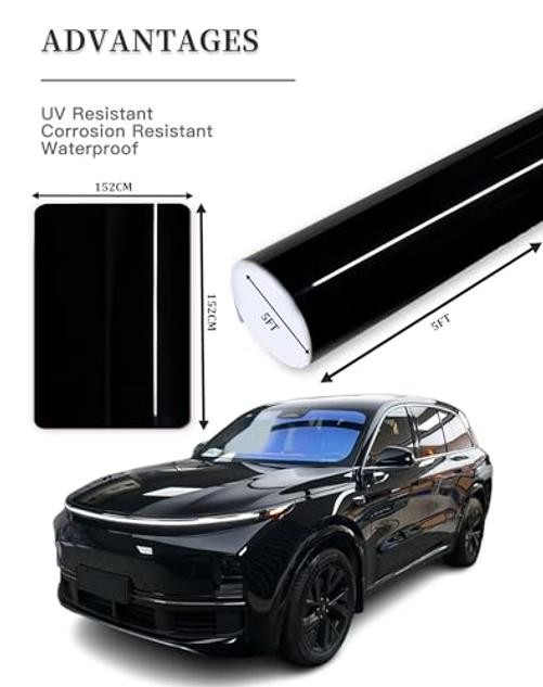 Gloss Black 5ft x 5ft Vinyl Wrap Roll for Car Body