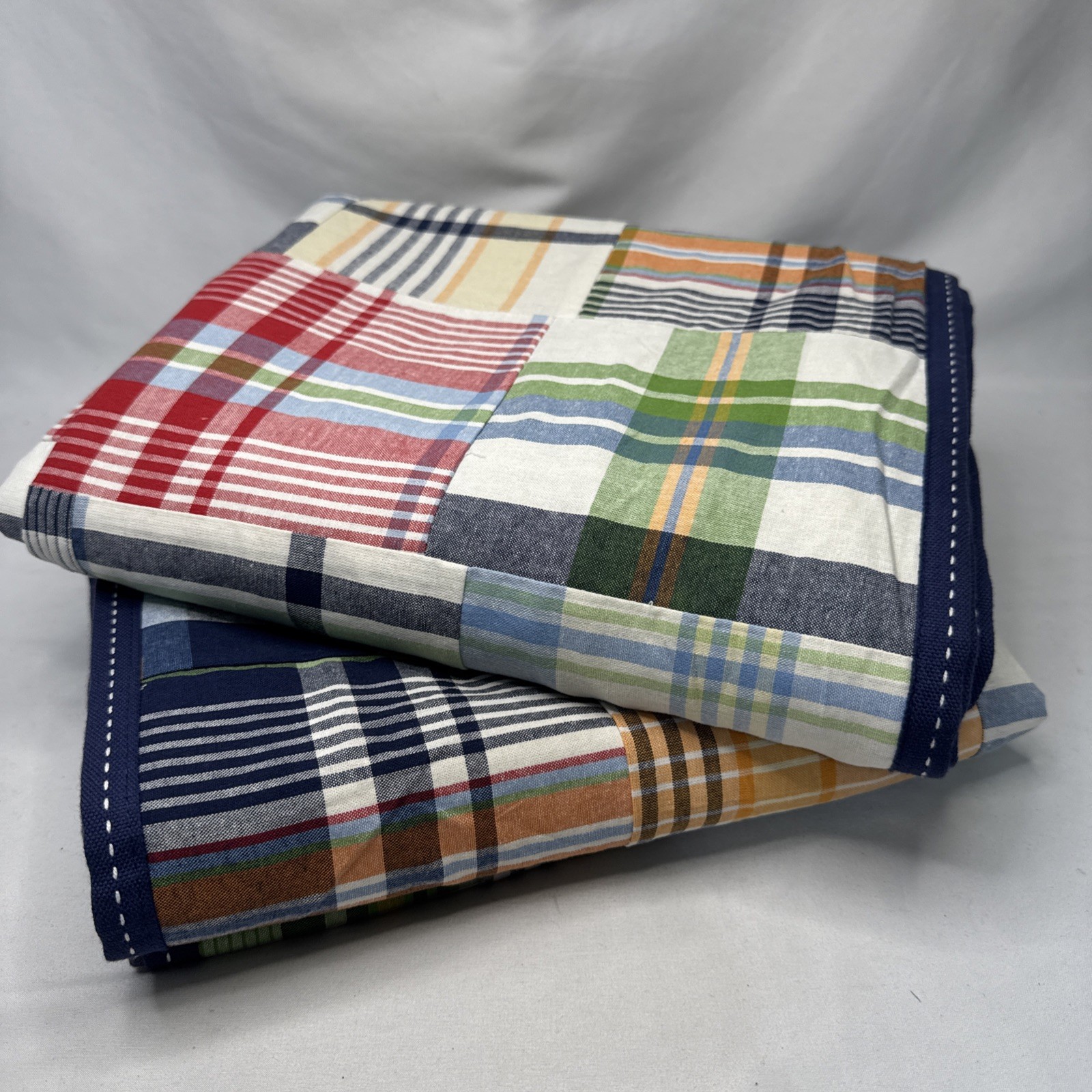 Pottery Barn Kids Madras Cotton Plaid Blackout Curtains Set (2 Panels) 44”x 84”