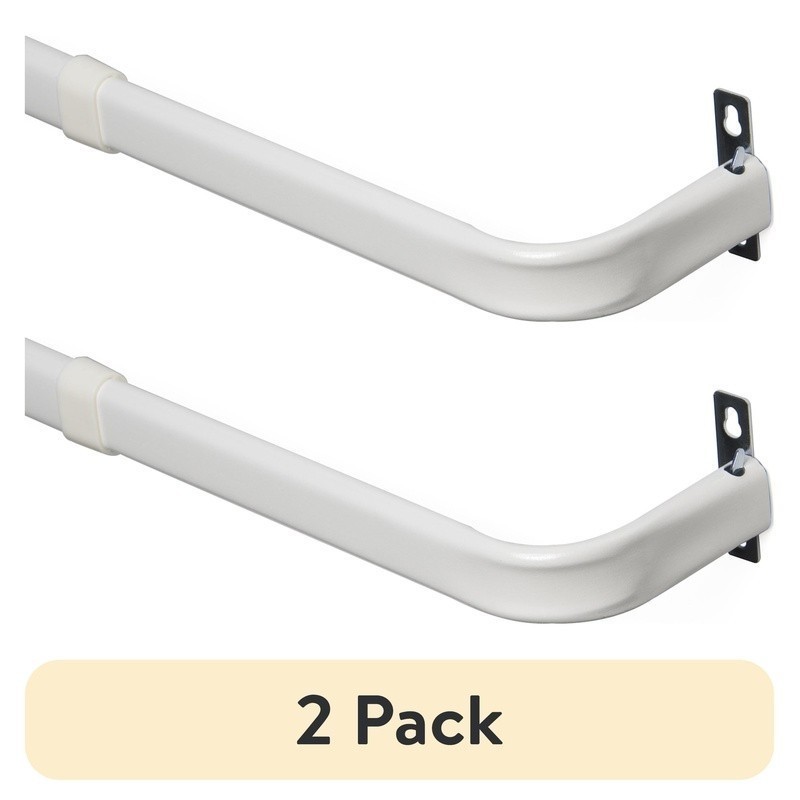 Adjustable Metal Curtain Rod Wrap Around 48-86 in 2 Pack Hardware Included New
