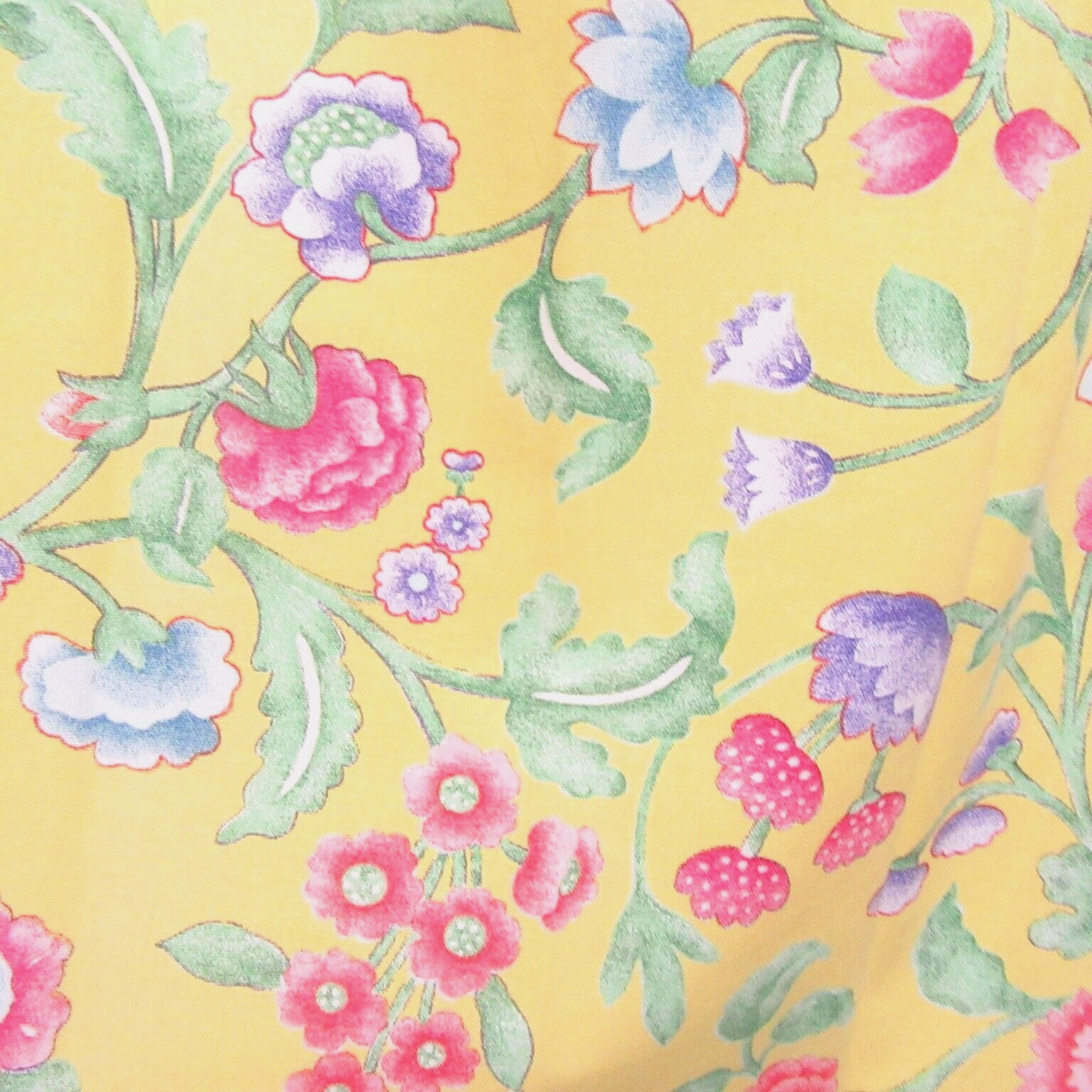 Custom Bright Floral Yellow 2pc 160 x 102 Pinch-Pleat Drapery Panel Set