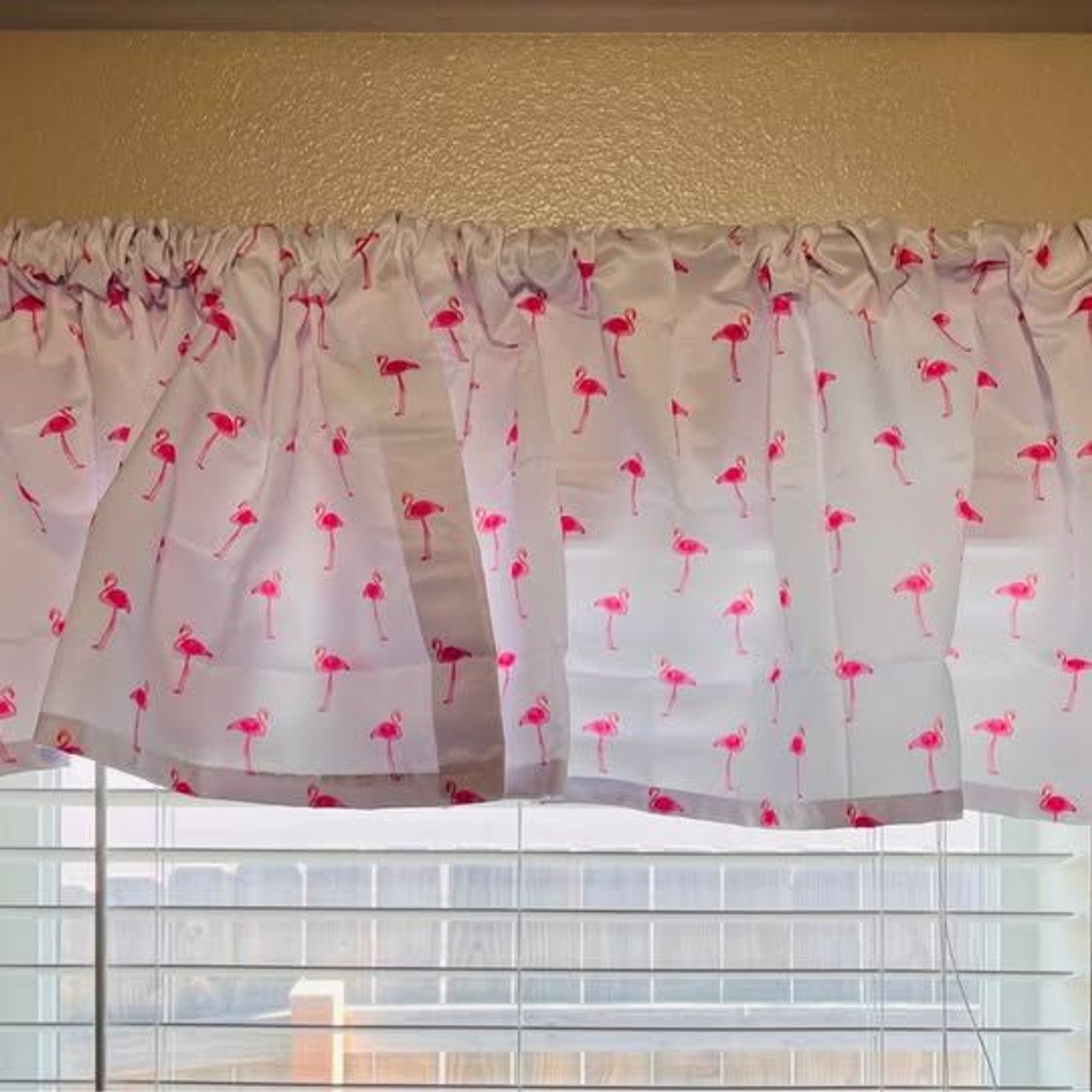 Flamingo Window Valance Set 2 Panels Tropical Kitchen Curtains 18×54 New