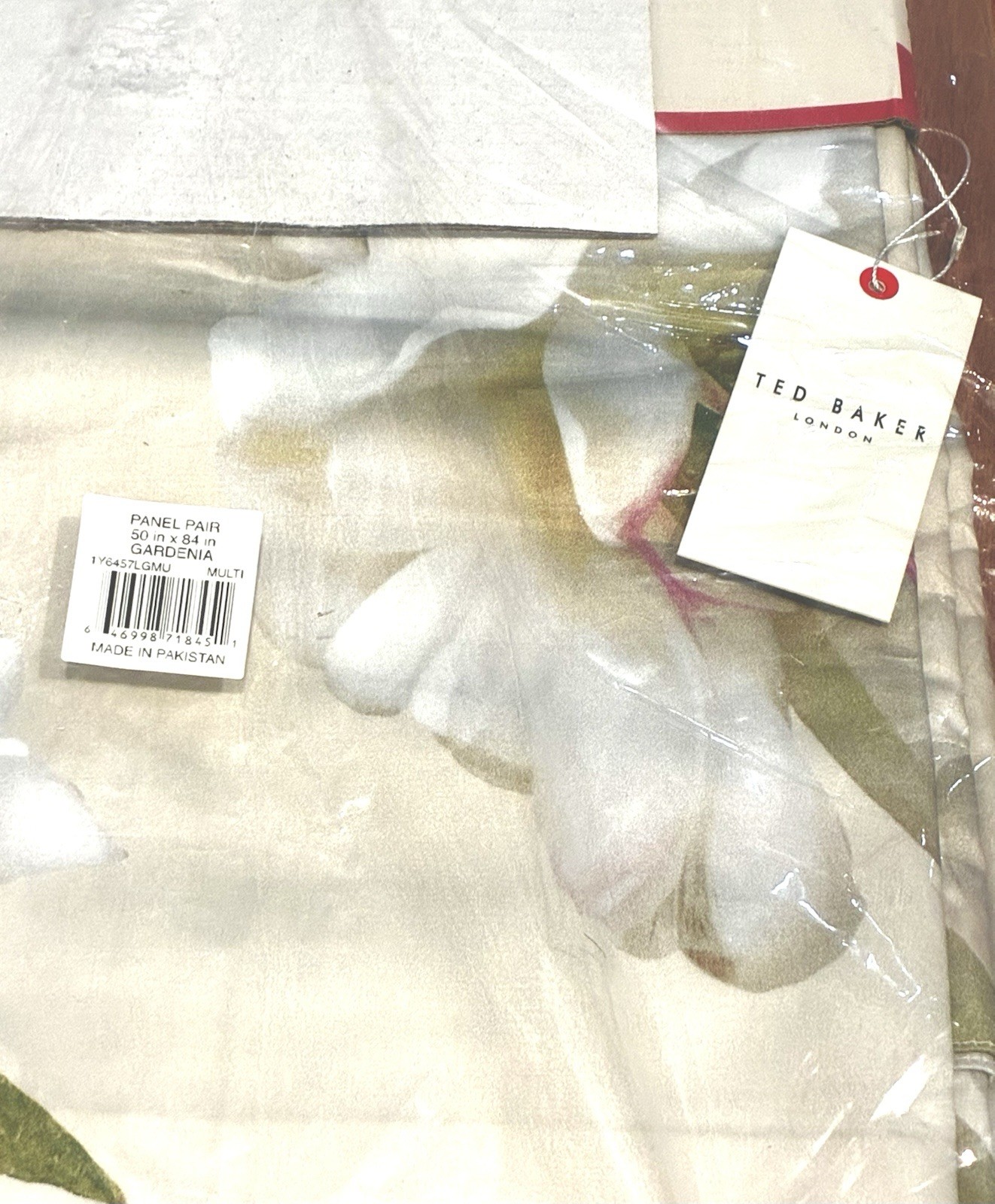 NWT Ted Baker London Gardenia Floral Lined Curtain Panels Pair 50×84 Cotton