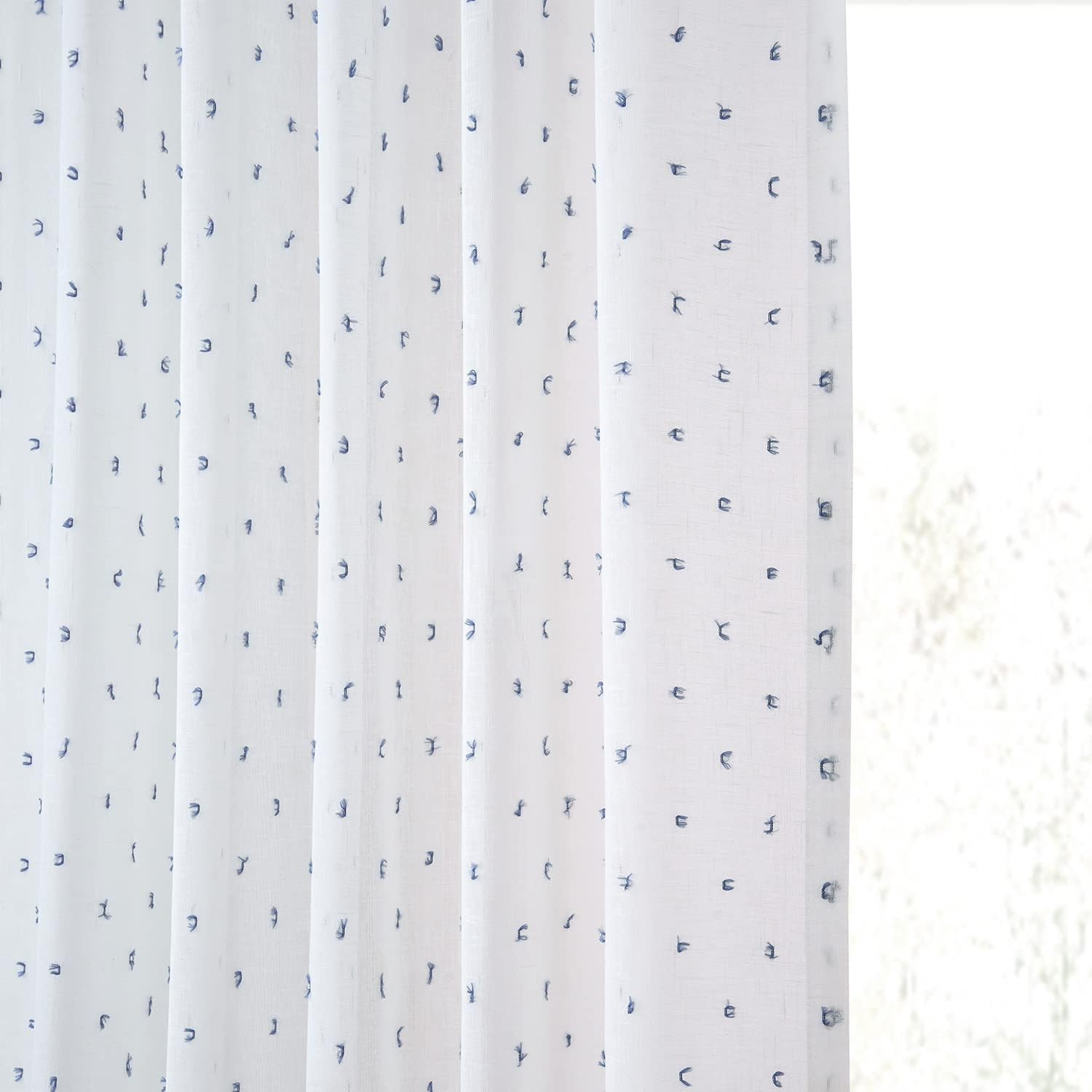 Patterned Faux Linen Sheer Curtains for Living Room or Bedroom 50 X 84, Rod Pock