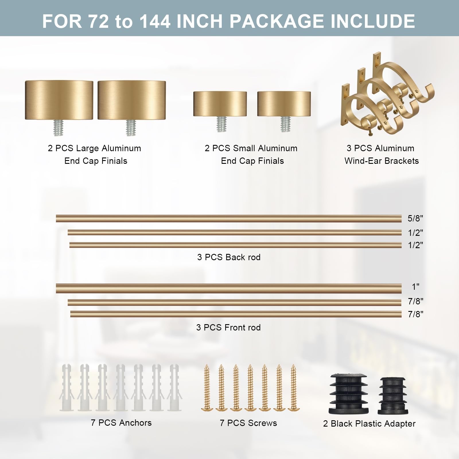 Lwiiom Double Blackout Curtain Rods 72 144 Inches 6-12 Feet1-Inches Front And