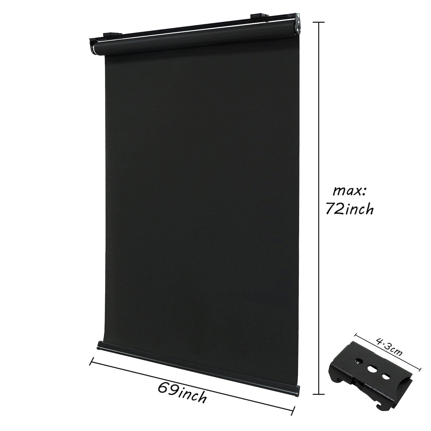 Black 69″x72″ Cordless Blackout Roller Shades Window Blinds Waterproof Insulated