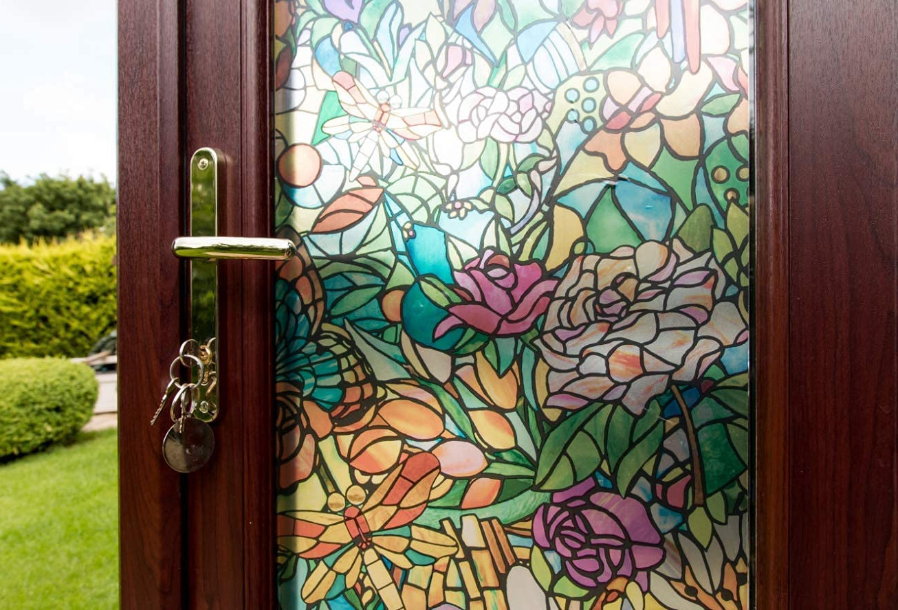 Window Film Stained Glass Self Adhesive Privacy Light Filter Cabinet Shower Door