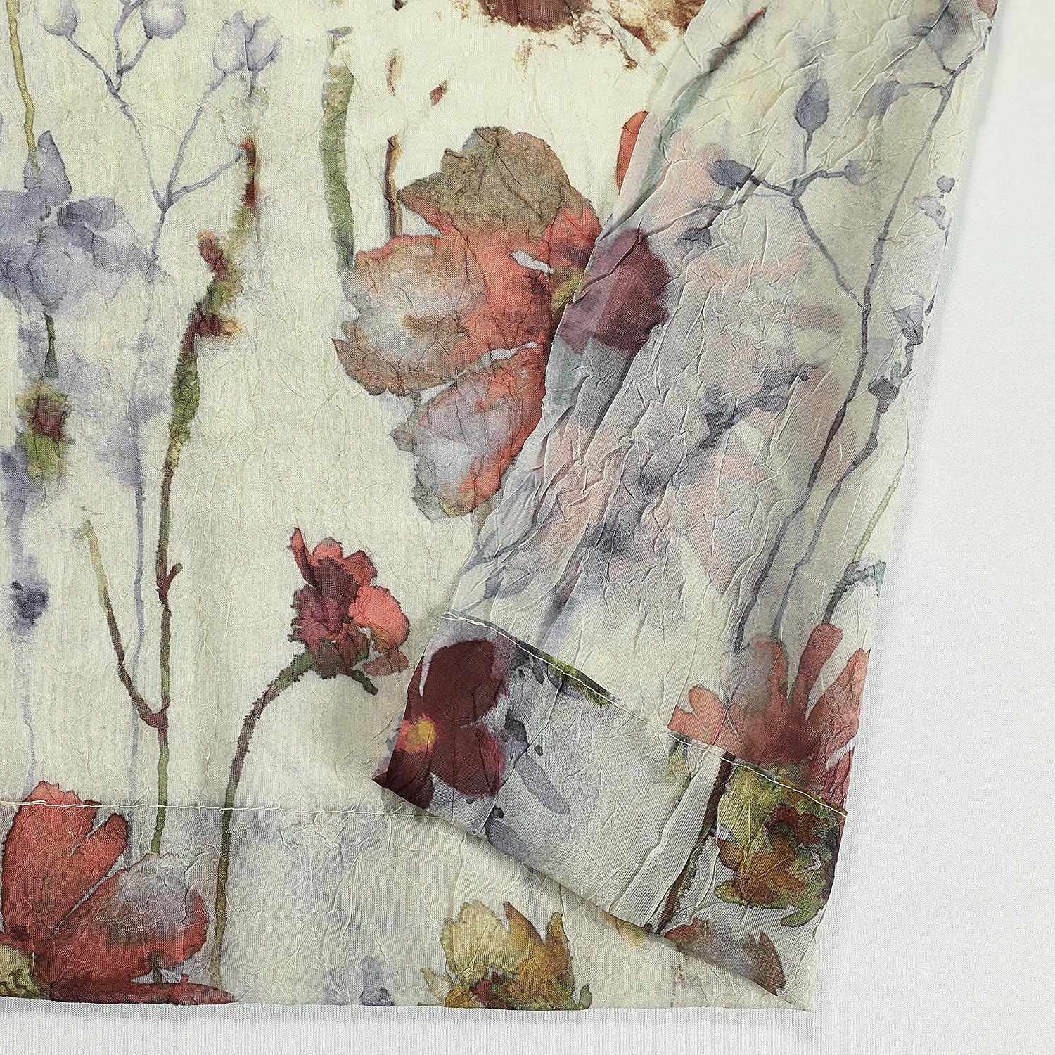 Multi Color Crushed Velvet Sheer Floral Curtain Panels 42×63 Inches 2 Pack