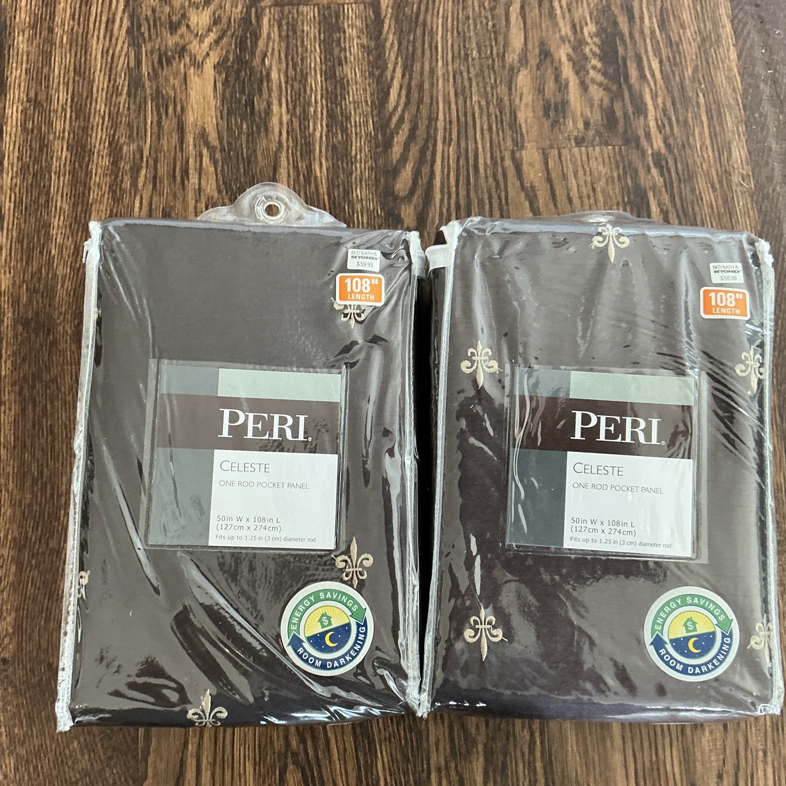 PERI Celeste Chocolate Fleur-de-lis curtains 50×108 Polyester