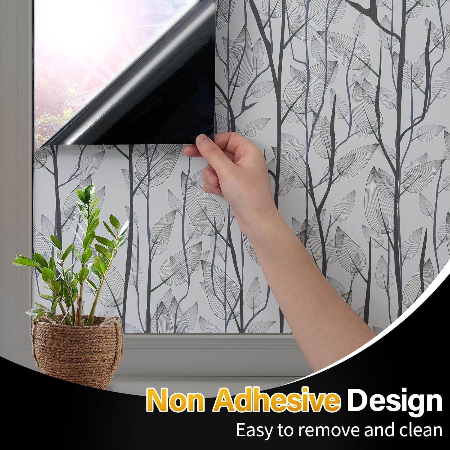 Leaf Pattern Window Tint with Installation Tools, Blackout Window Cover, Sun …