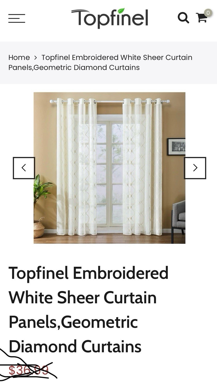 Set Of 2 Embroidered White Sheer Curtain Panels 54”x84” Each Unused